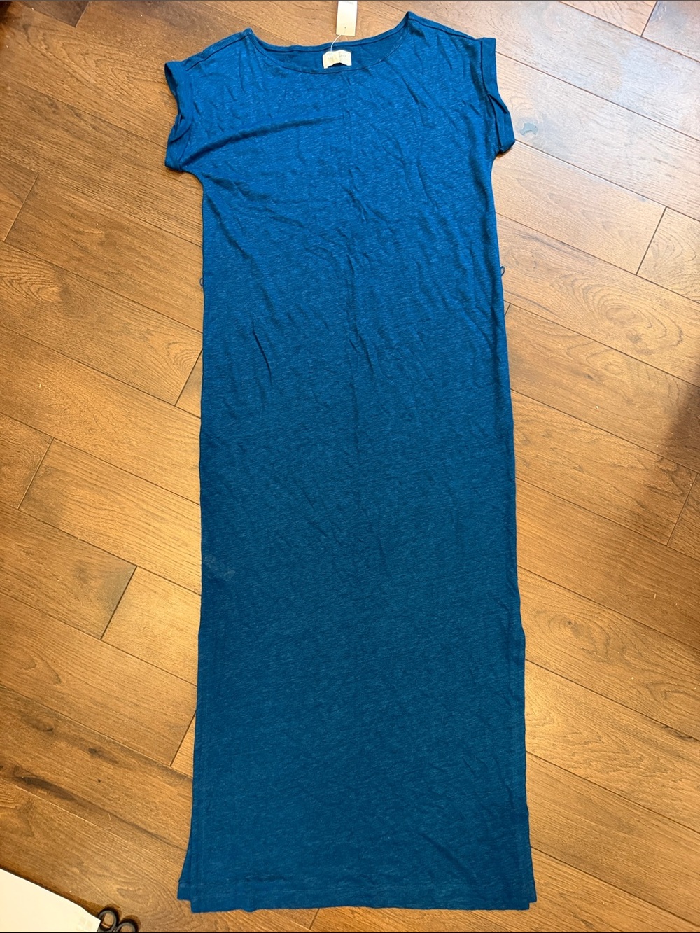 Lou & Grey Teal-Blue Linen Maxi Tee Dress Size Medium NWT - C76-099